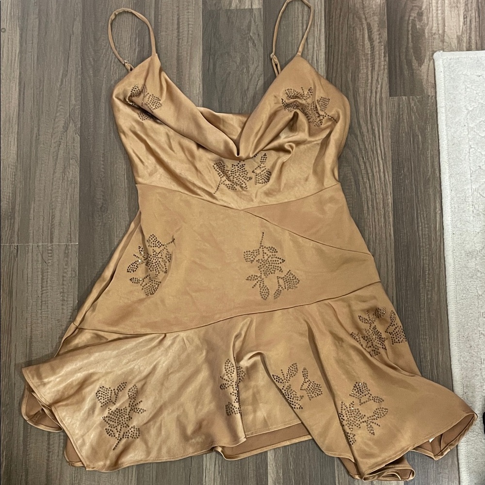Oh Polly Tan Mini Dress